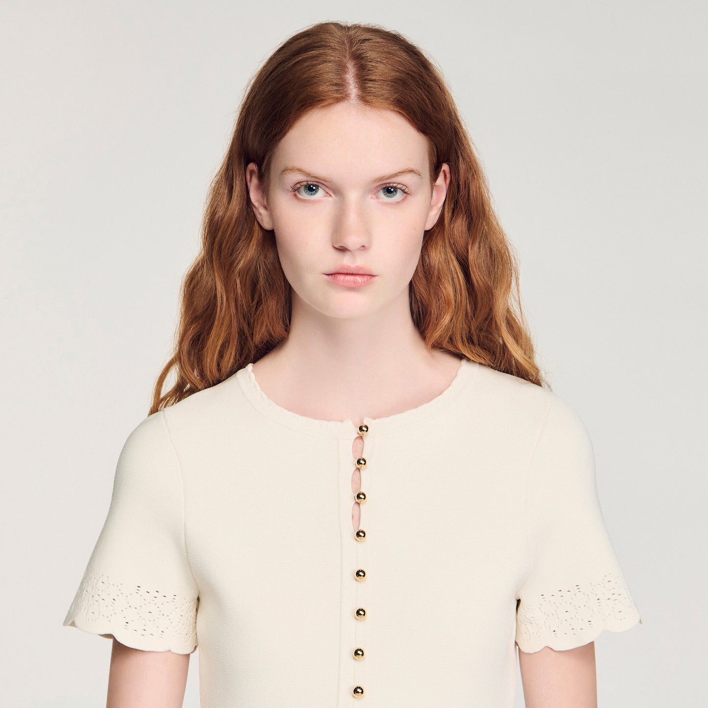 Pointelle knit short dress