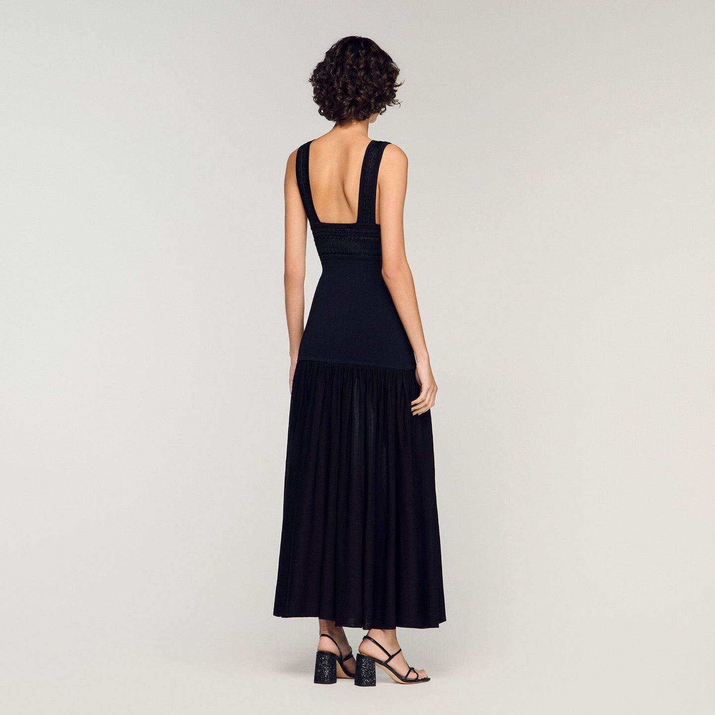 Ruffled knit maxi dress