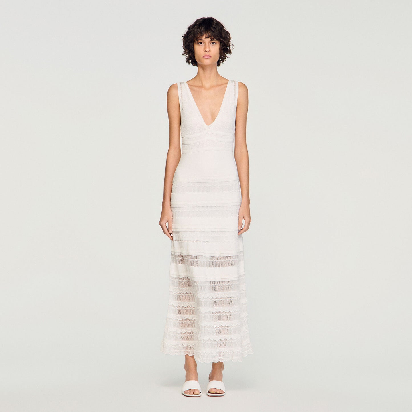 Pointelle knit maxi dress