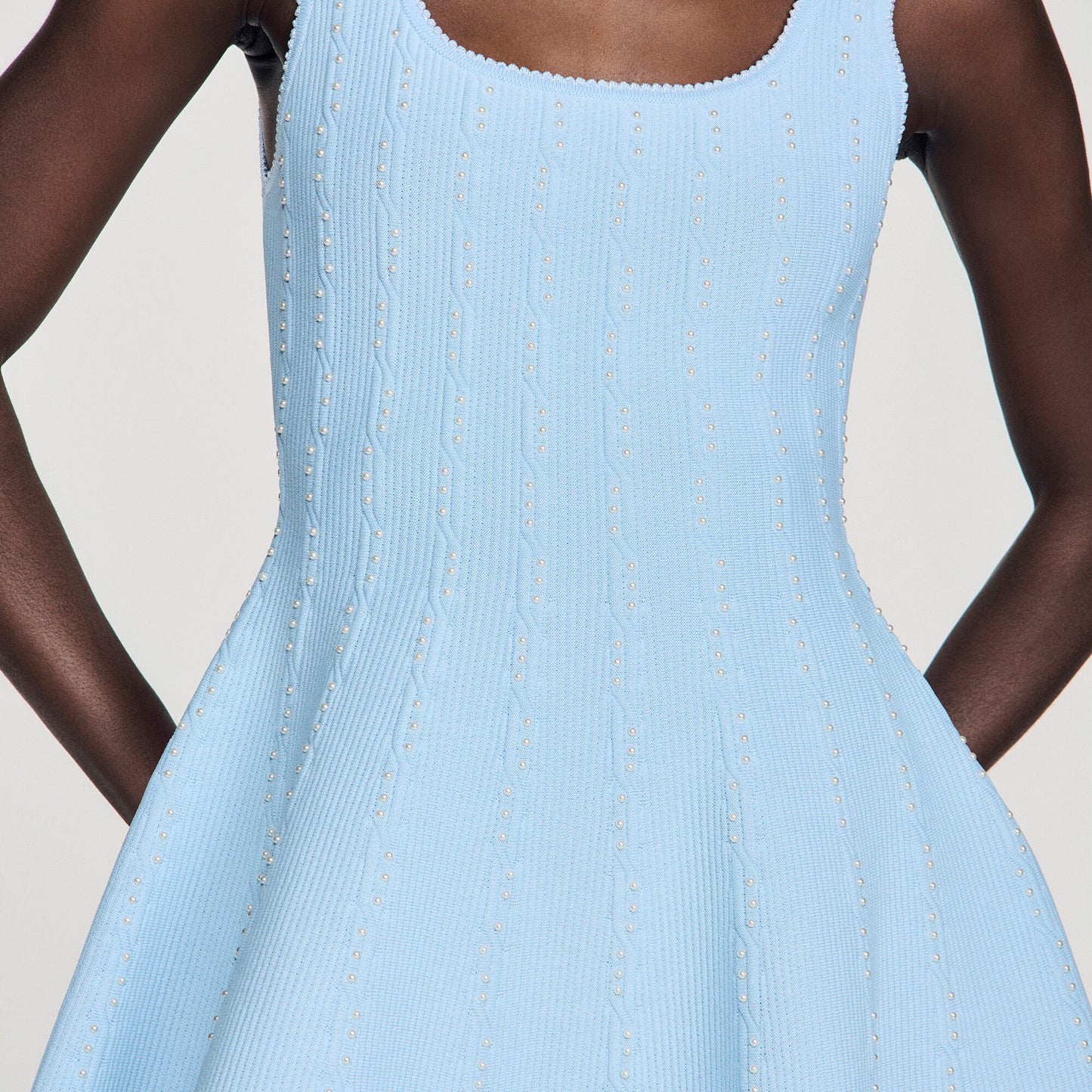 Beaded knit short dress