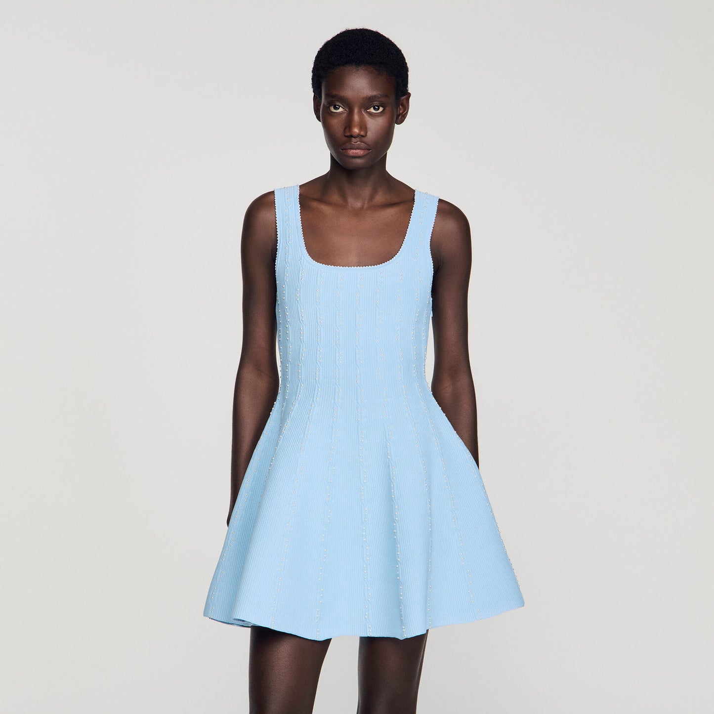 Beaded knit short dress