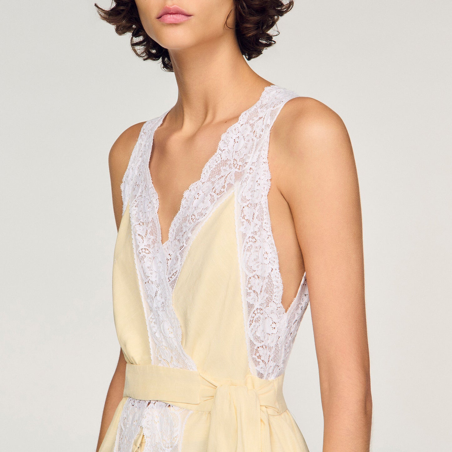 Trimmed linen maxi dress
