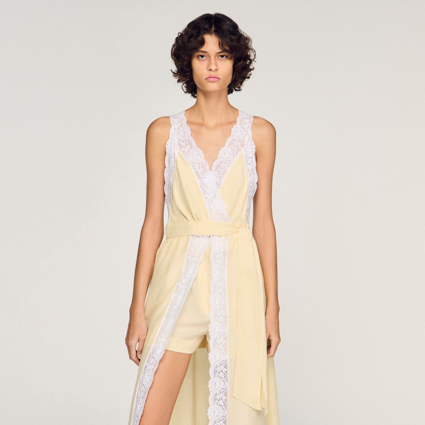 Trimmed linen maxi dress