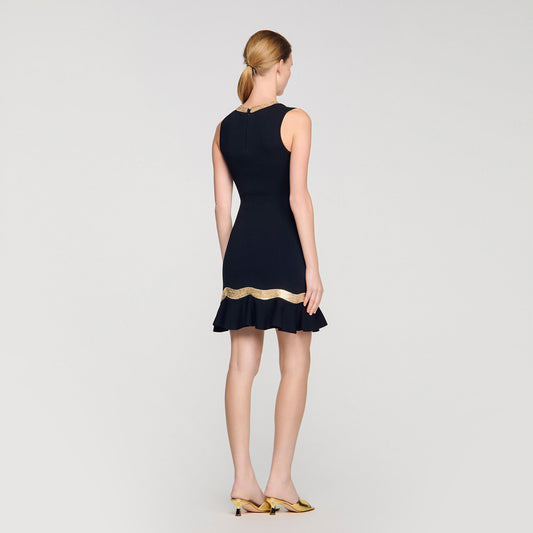 Metal chain knit short dress