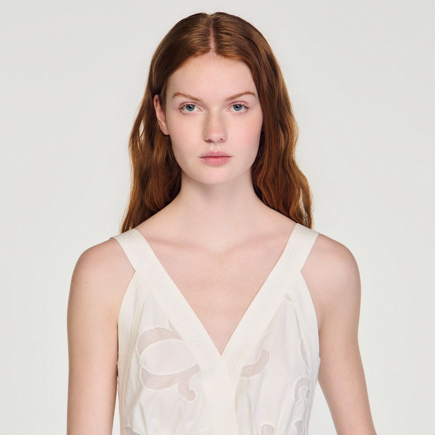 Openwork floral cotton maxi dress