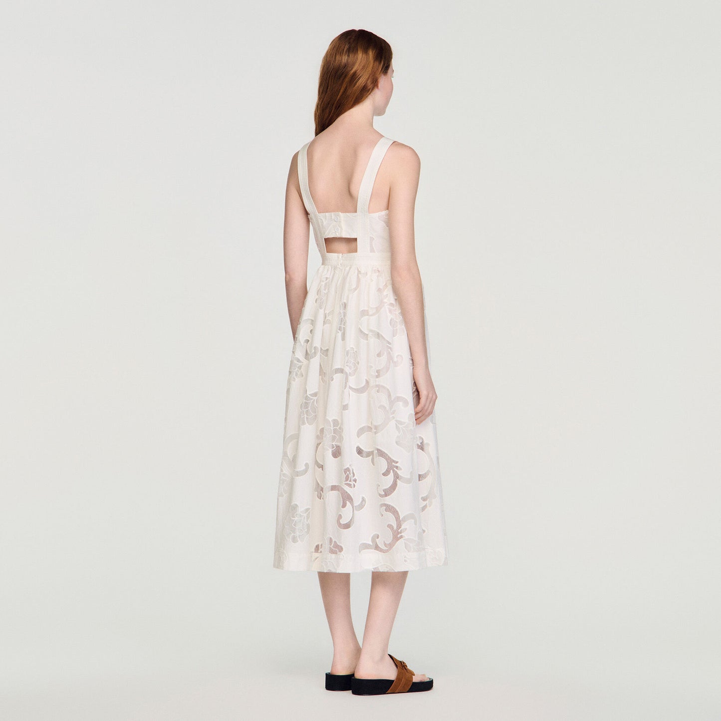 Openwork floral cotton maxi dress