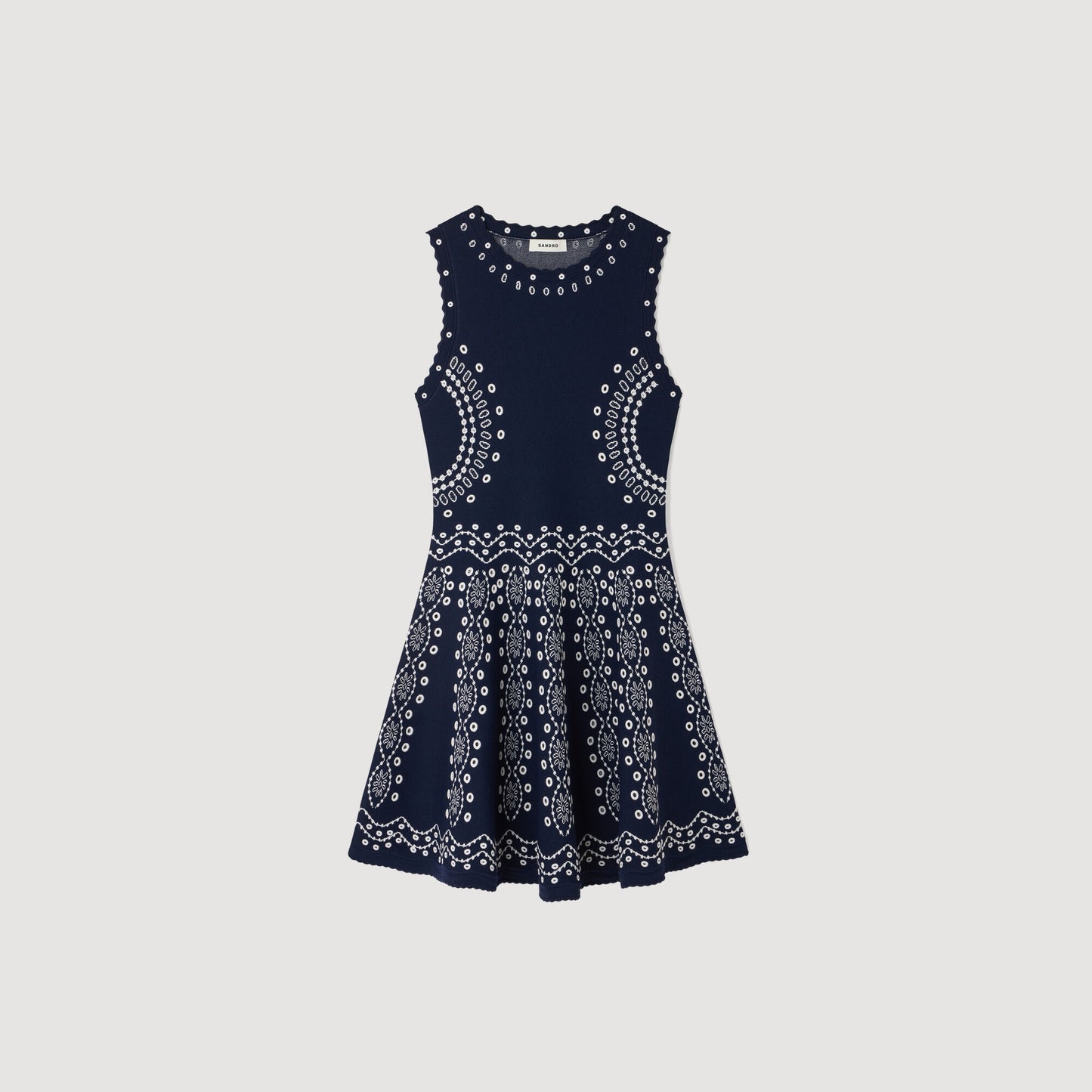 Scarf-print knit short dress