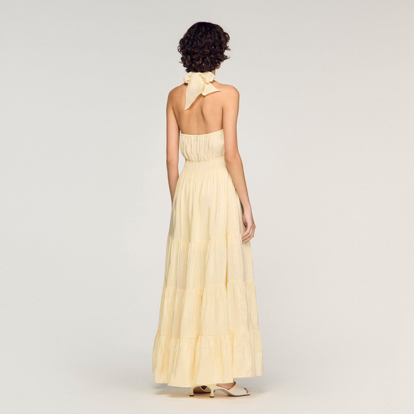 Floral print linen maxi dress