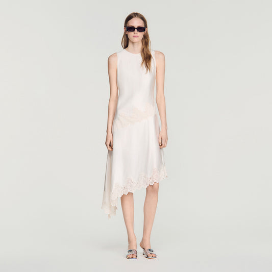 Asymmetric satin-effect dress