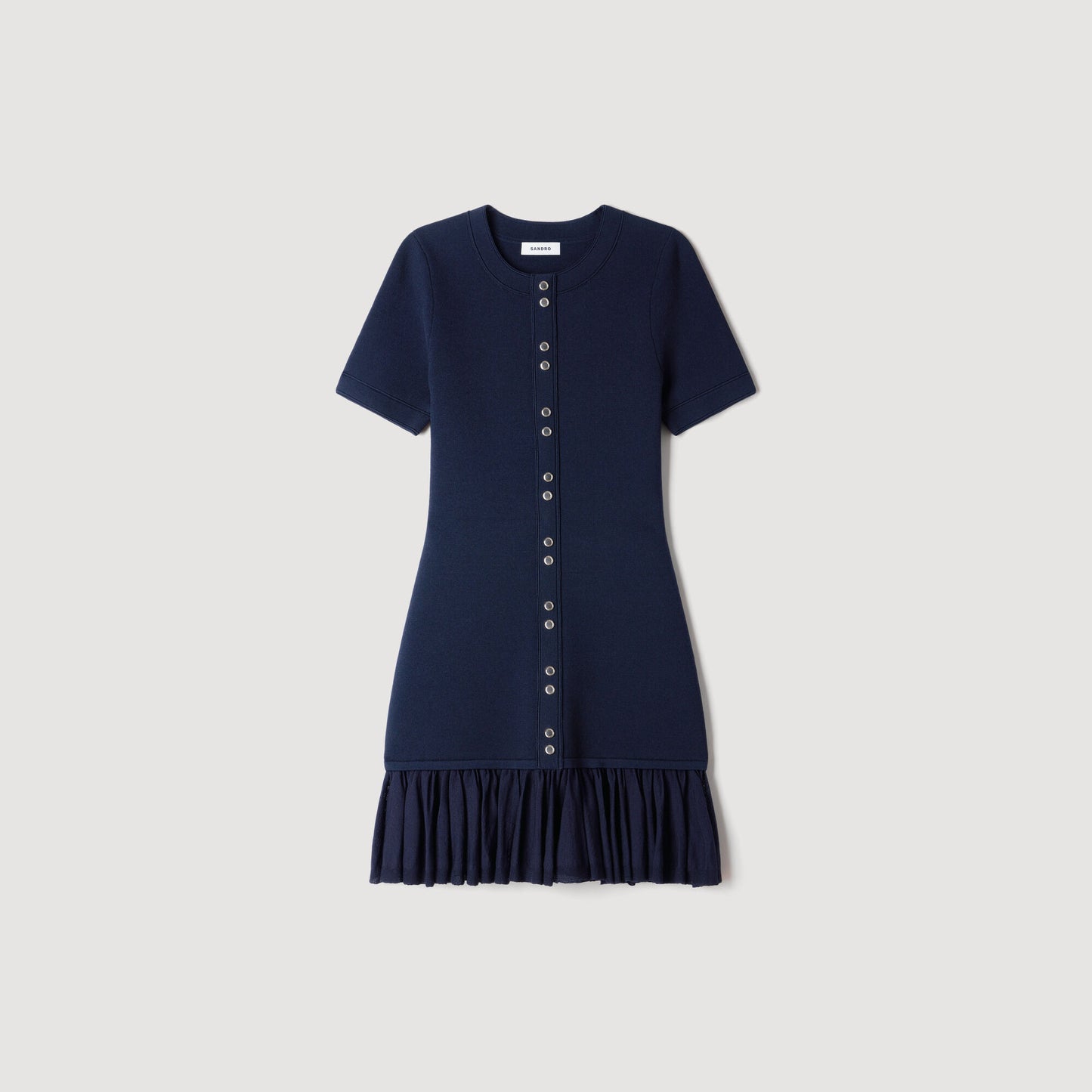 Short knit dress with ruffles