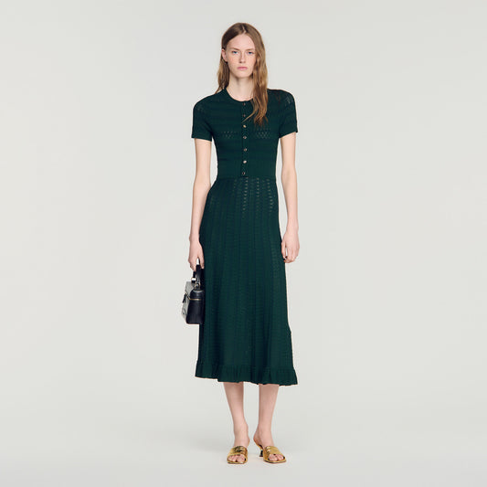 Pointelle knit maxi dress