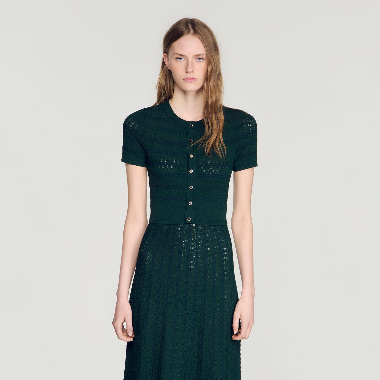 Pointelle knit maxi dress