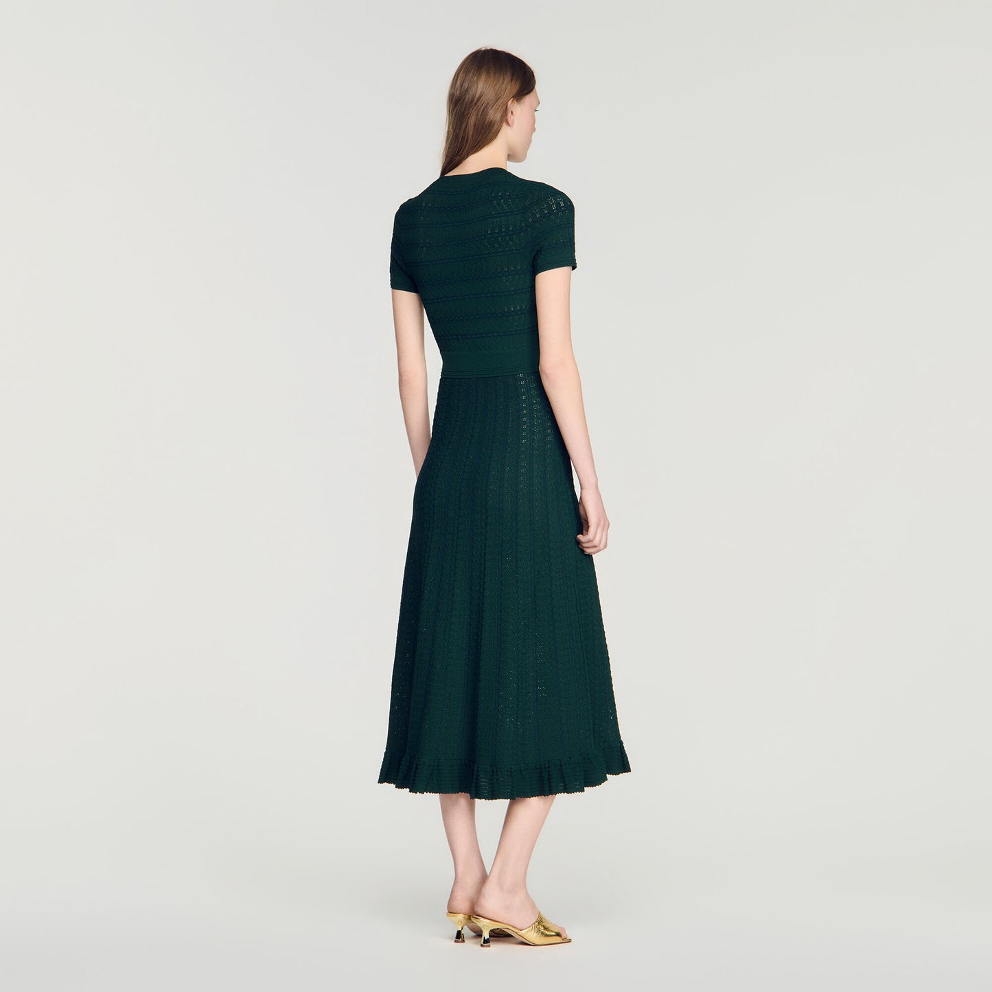 Pointelle knit maxi dress