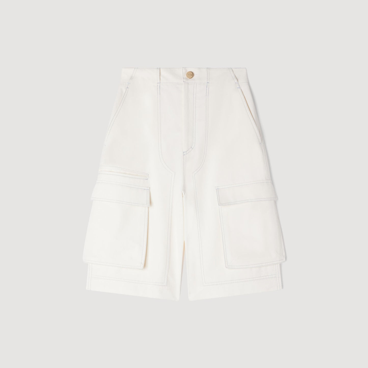 Wide-leg cotton Bermuda shorts