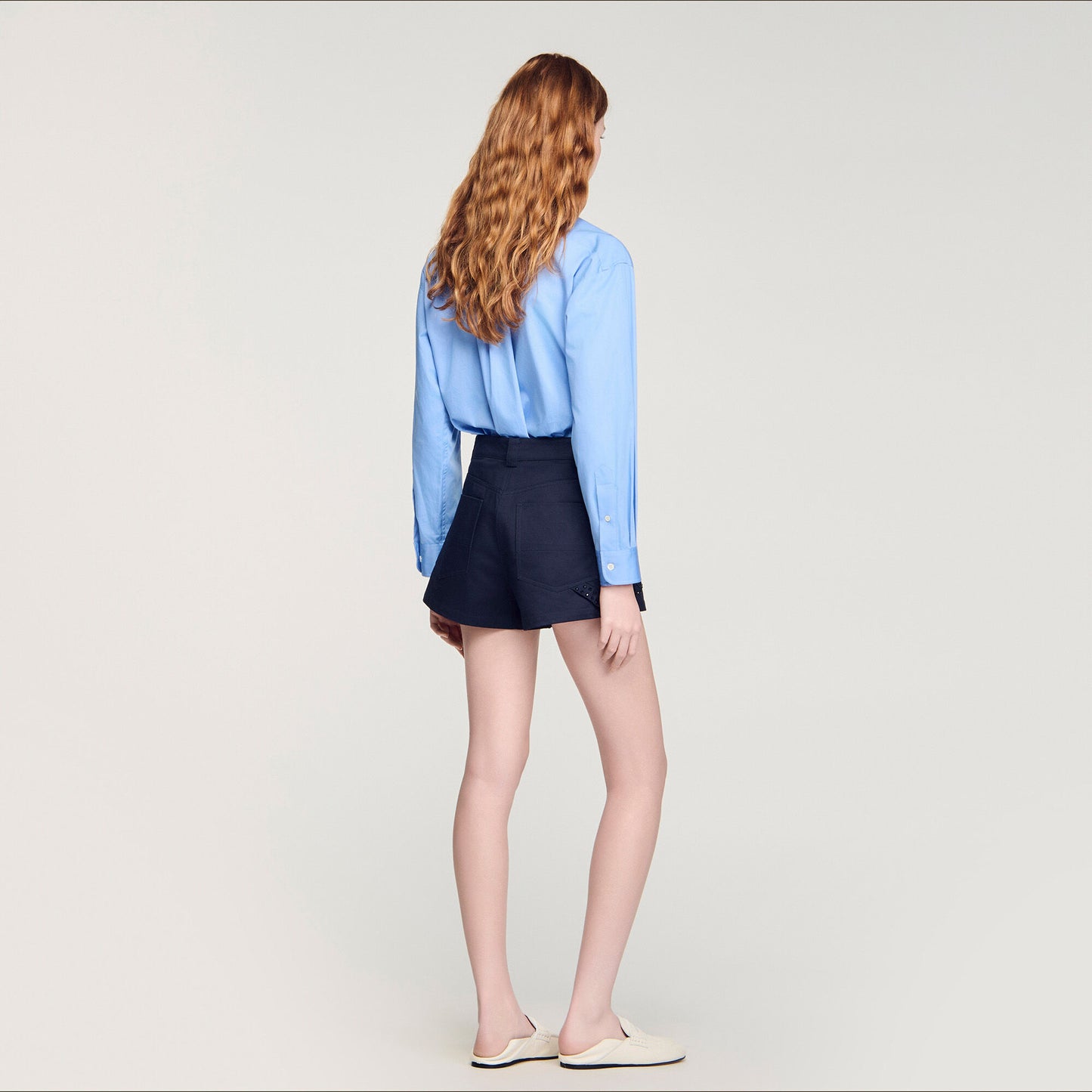 Embroidered cotton shorts