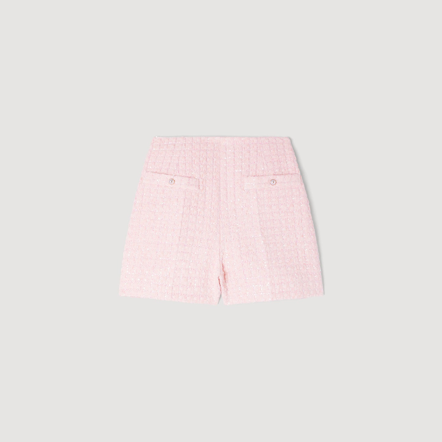 Sequin check tweed shorts