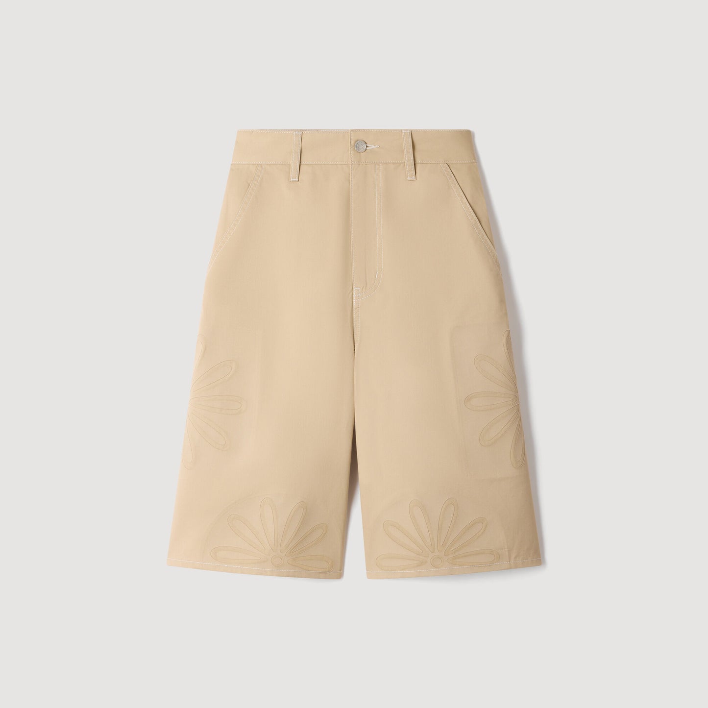 Cotton Bermudas with cutout flowers