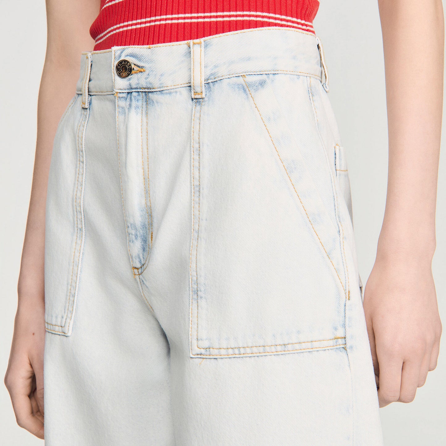 Washed denim Bermuda shorts