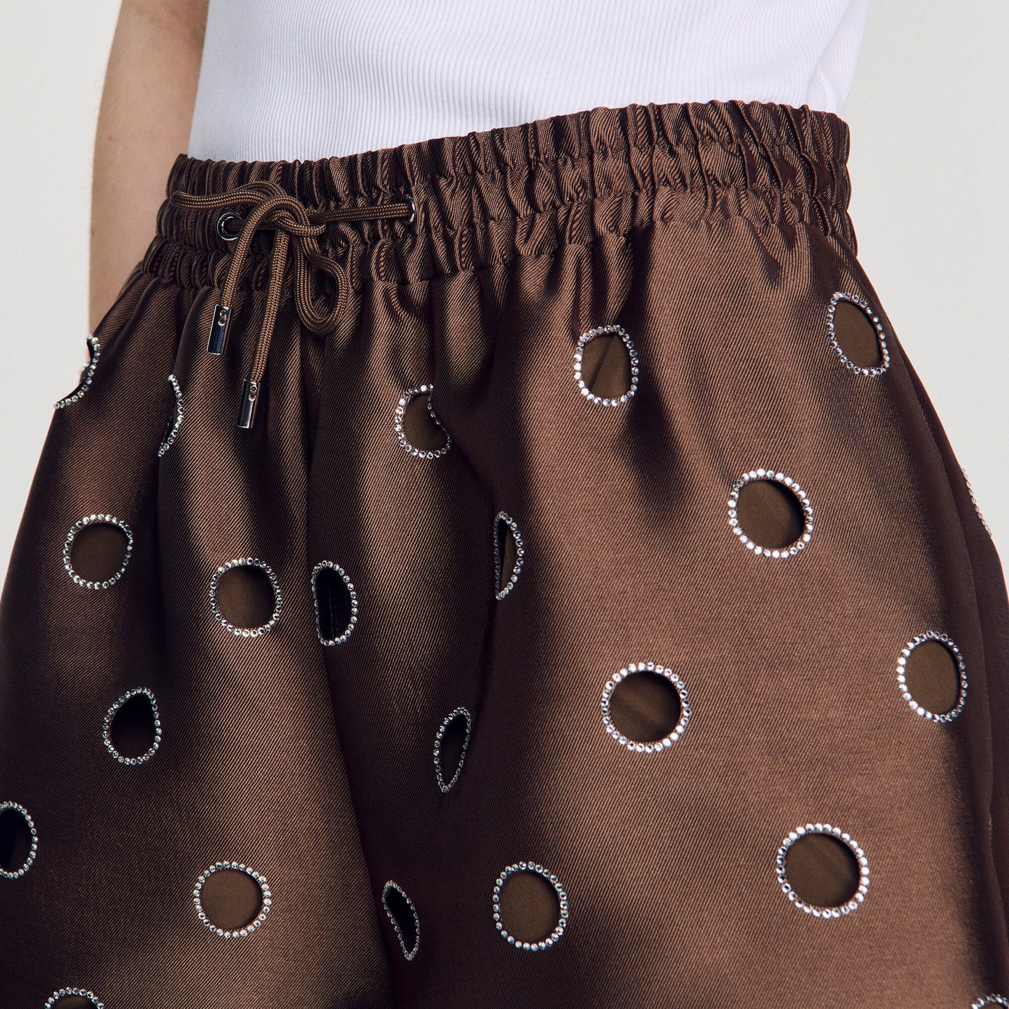 Distressed rhinestone shorts