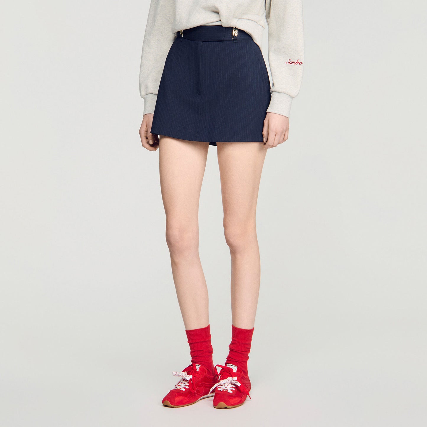 Striped wool skort