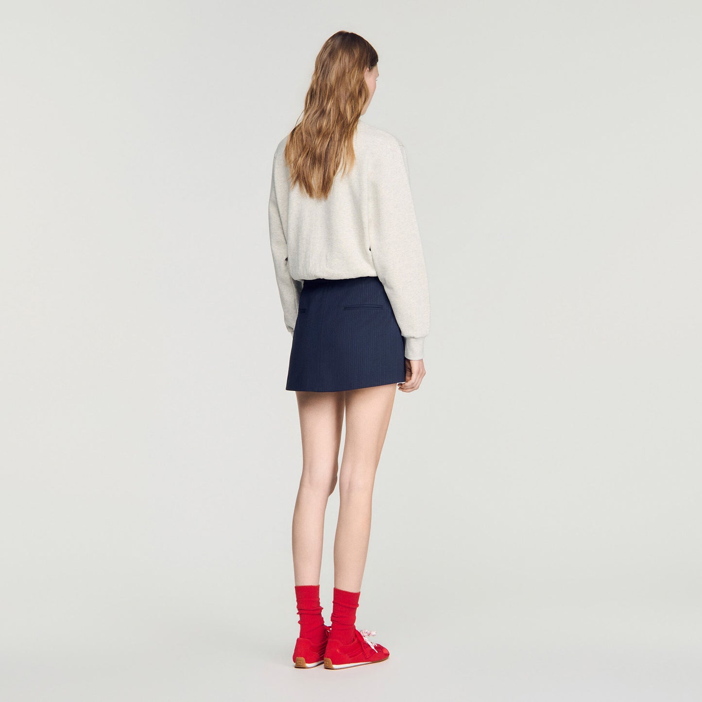 Striped wool skort