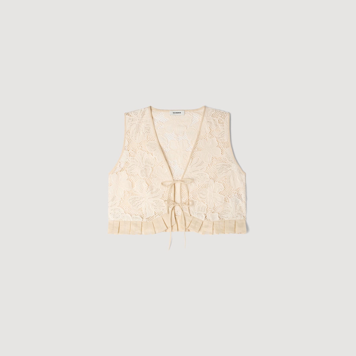 Guipure ruffle crop top