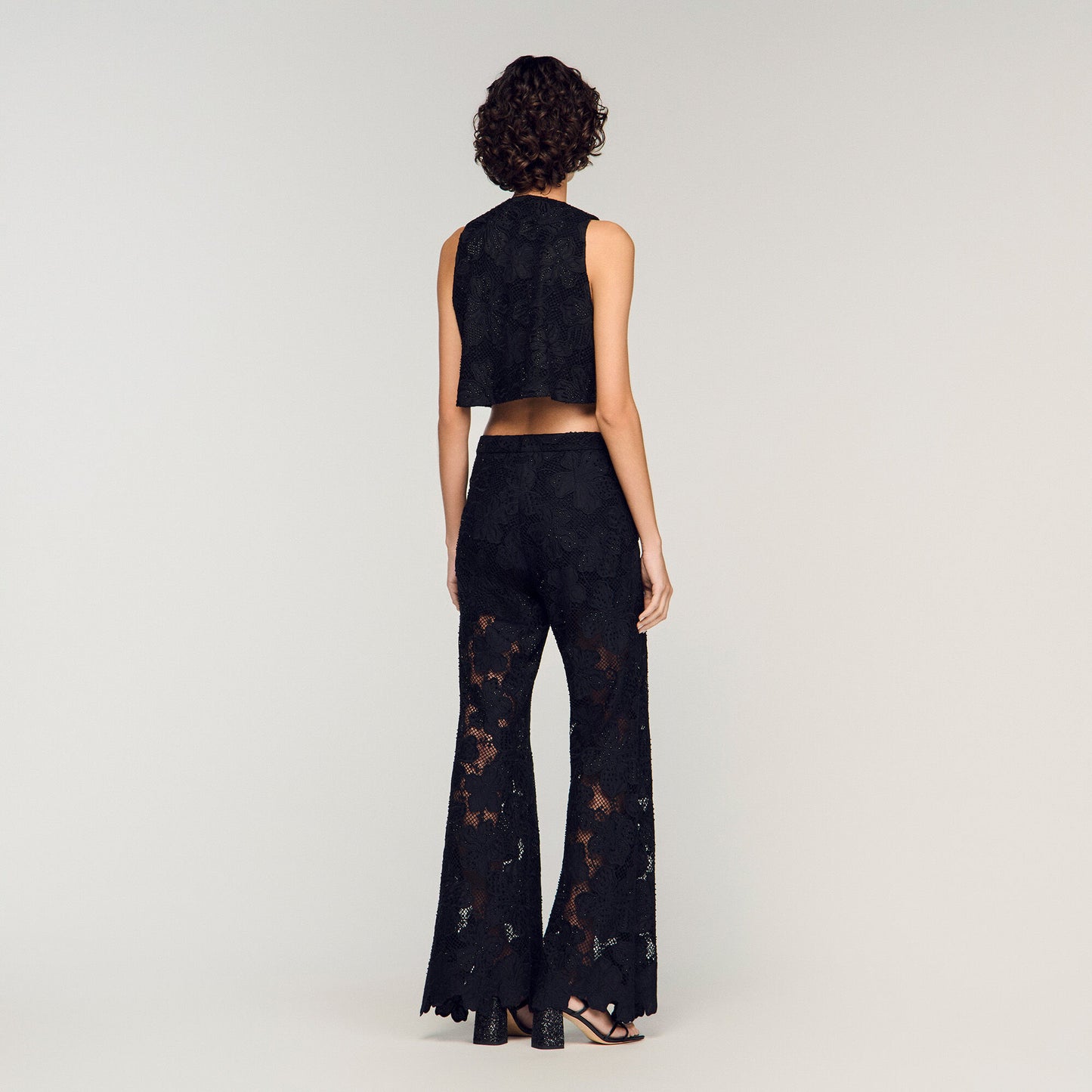 Embroidered guipure crop top