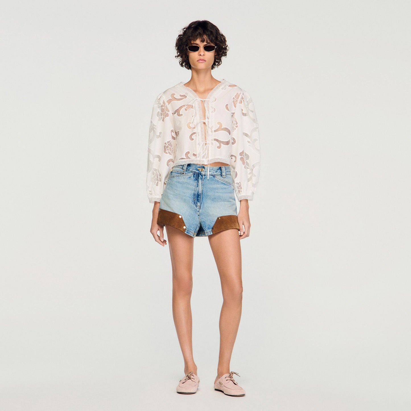 Floral openwork crop top