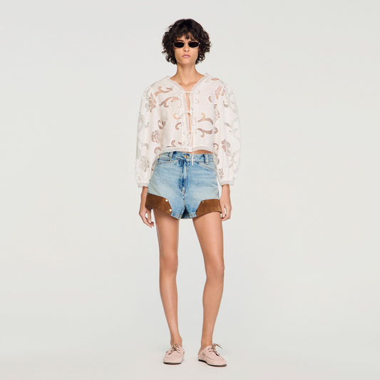Floral openwork crop top