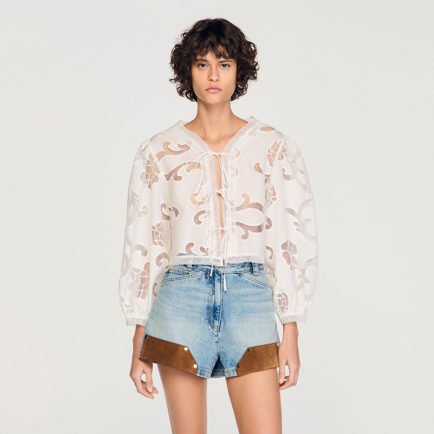 Floral openwork crop top