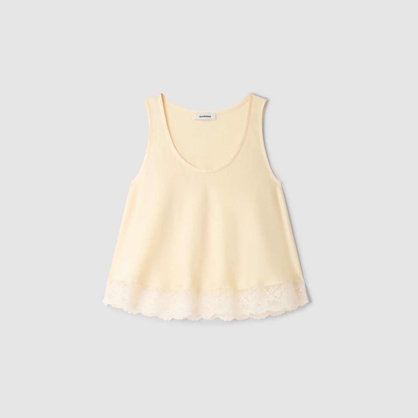 Satin top with lace trim