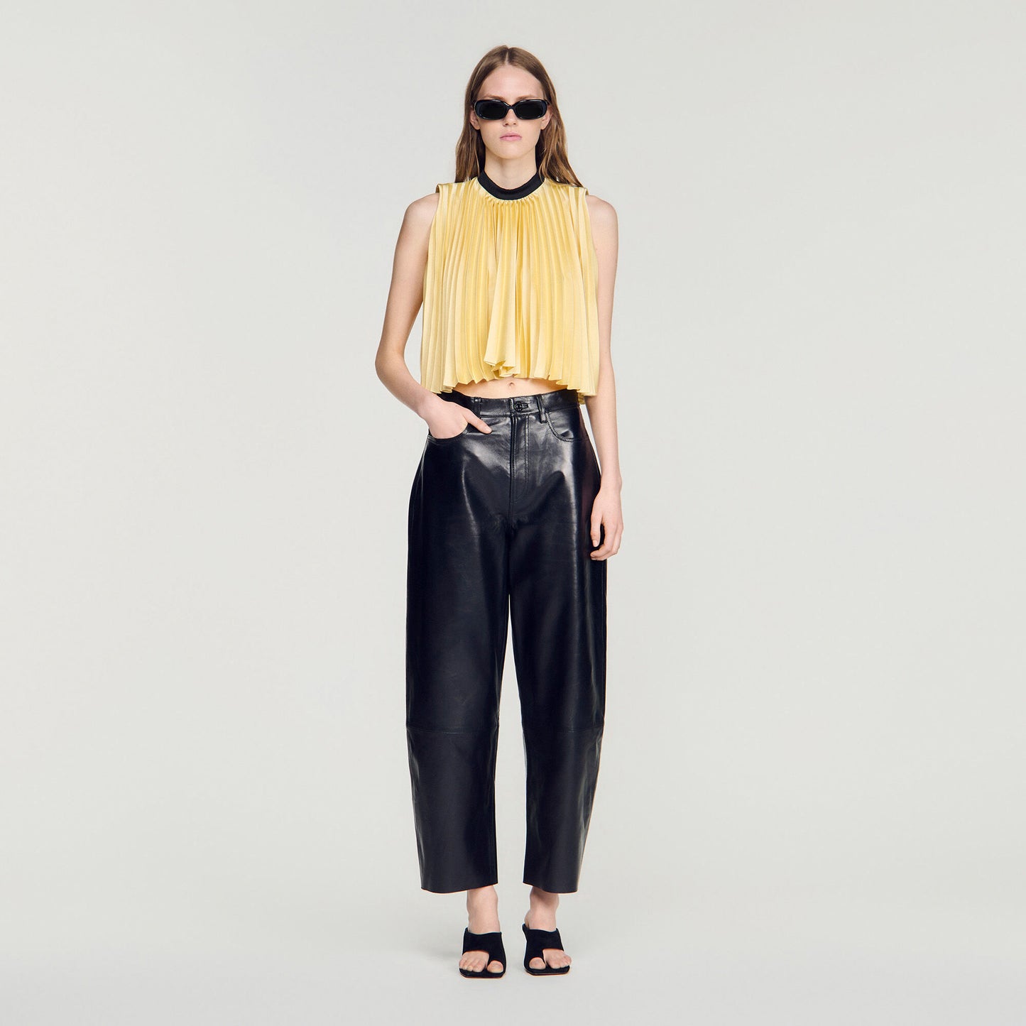 Pleated tie-back top