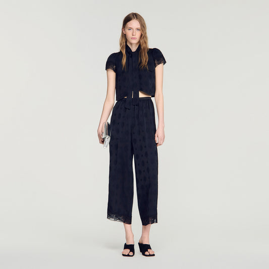 Paisley jacquard crop top