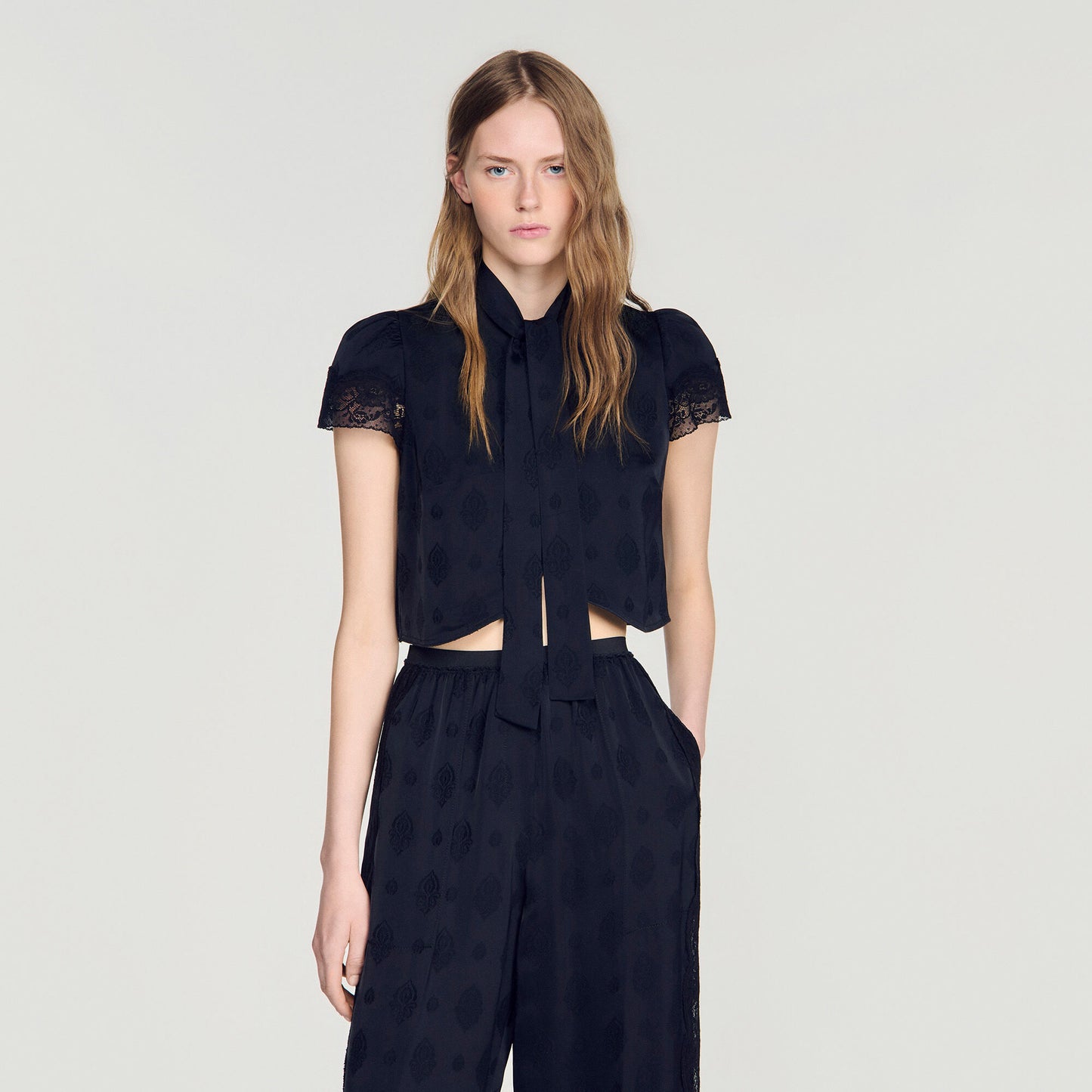 Paisley jacquard crop top