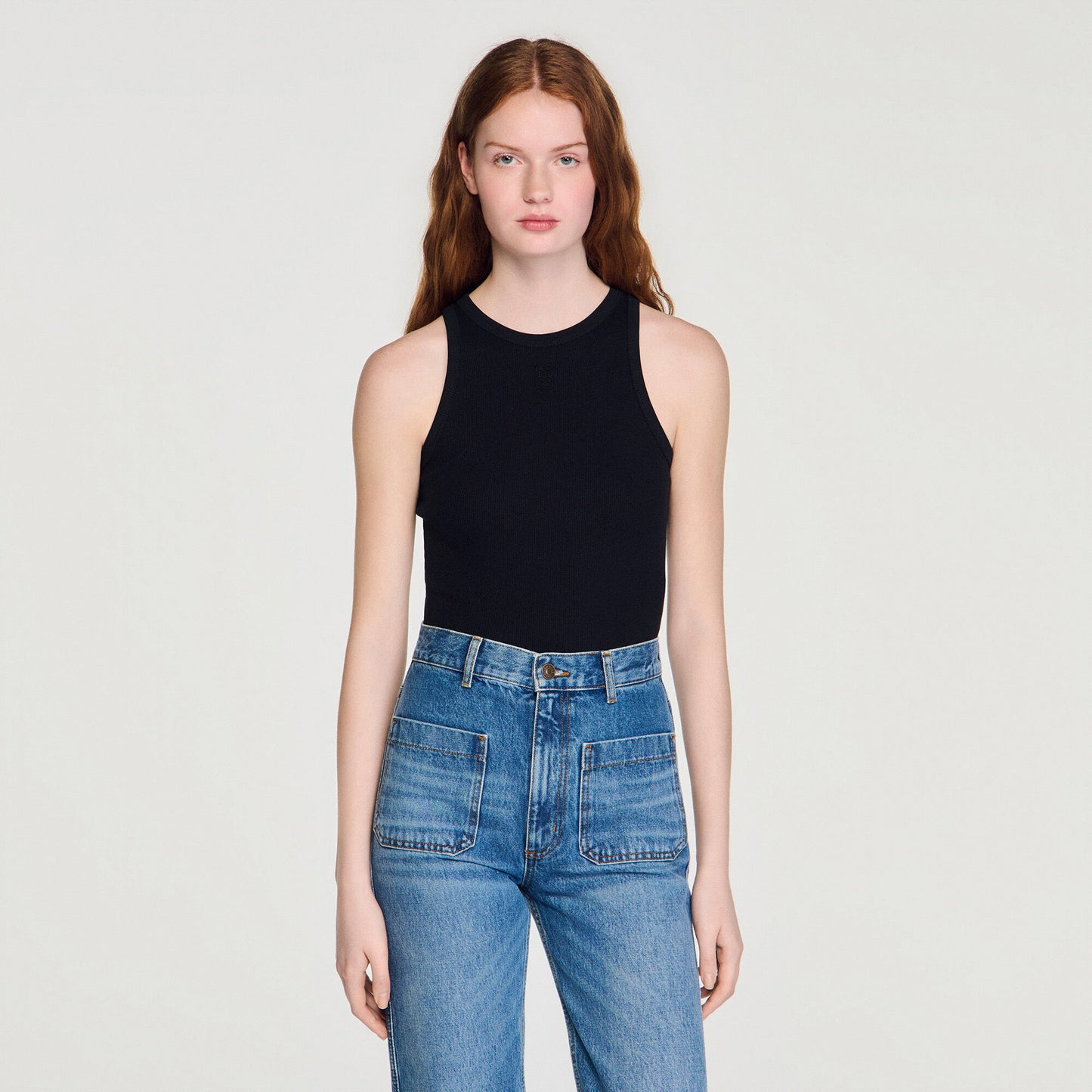 Embroidered vest top