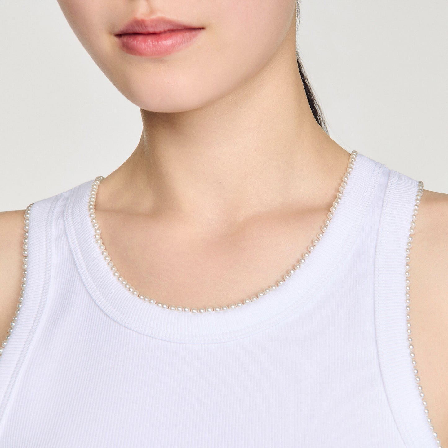 Beaded ribbed vest top