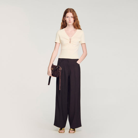 Jewelled cropped cotton T-shirt