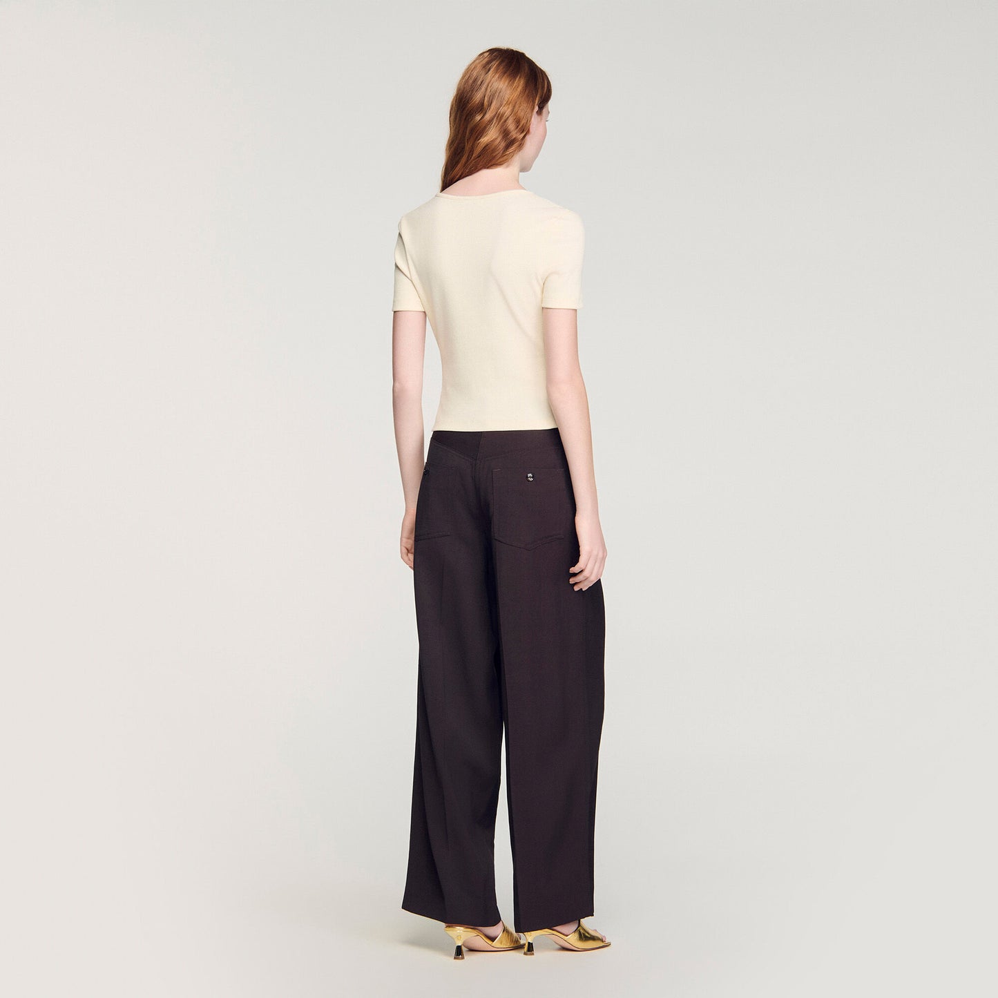 Jewelled cropped cotton T-shirt