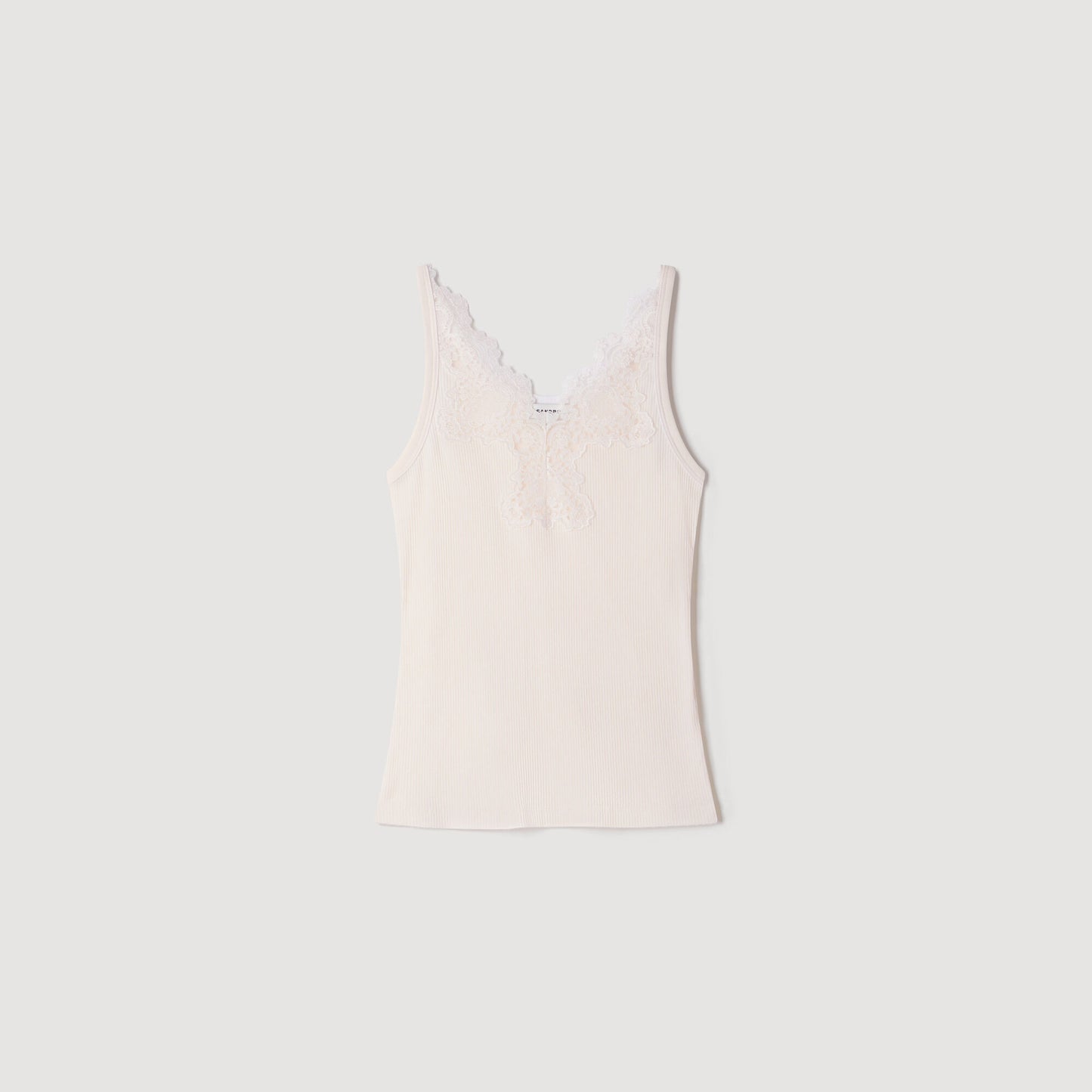 Ribbed vest top with lace