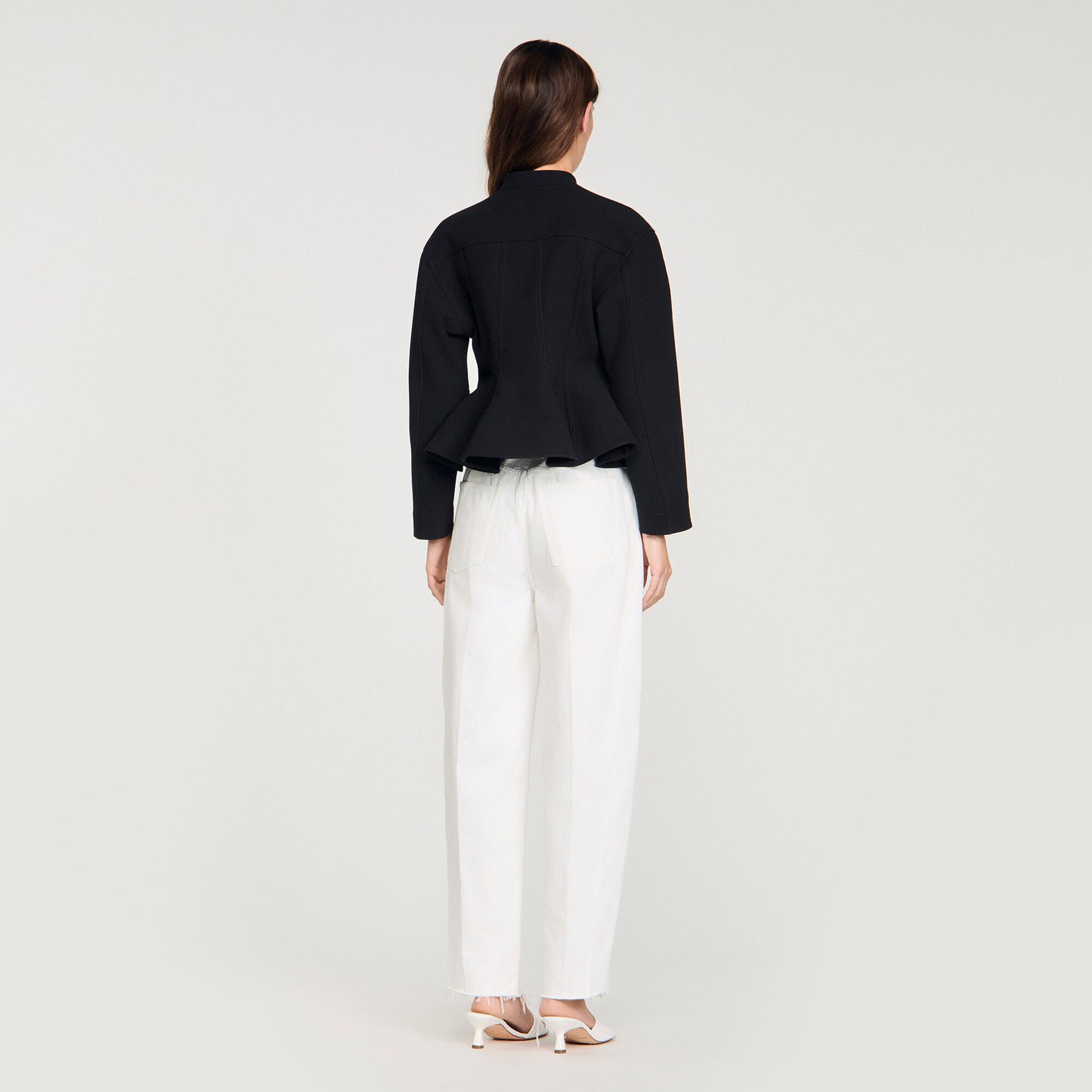 Cropped ruffled peplum jacket