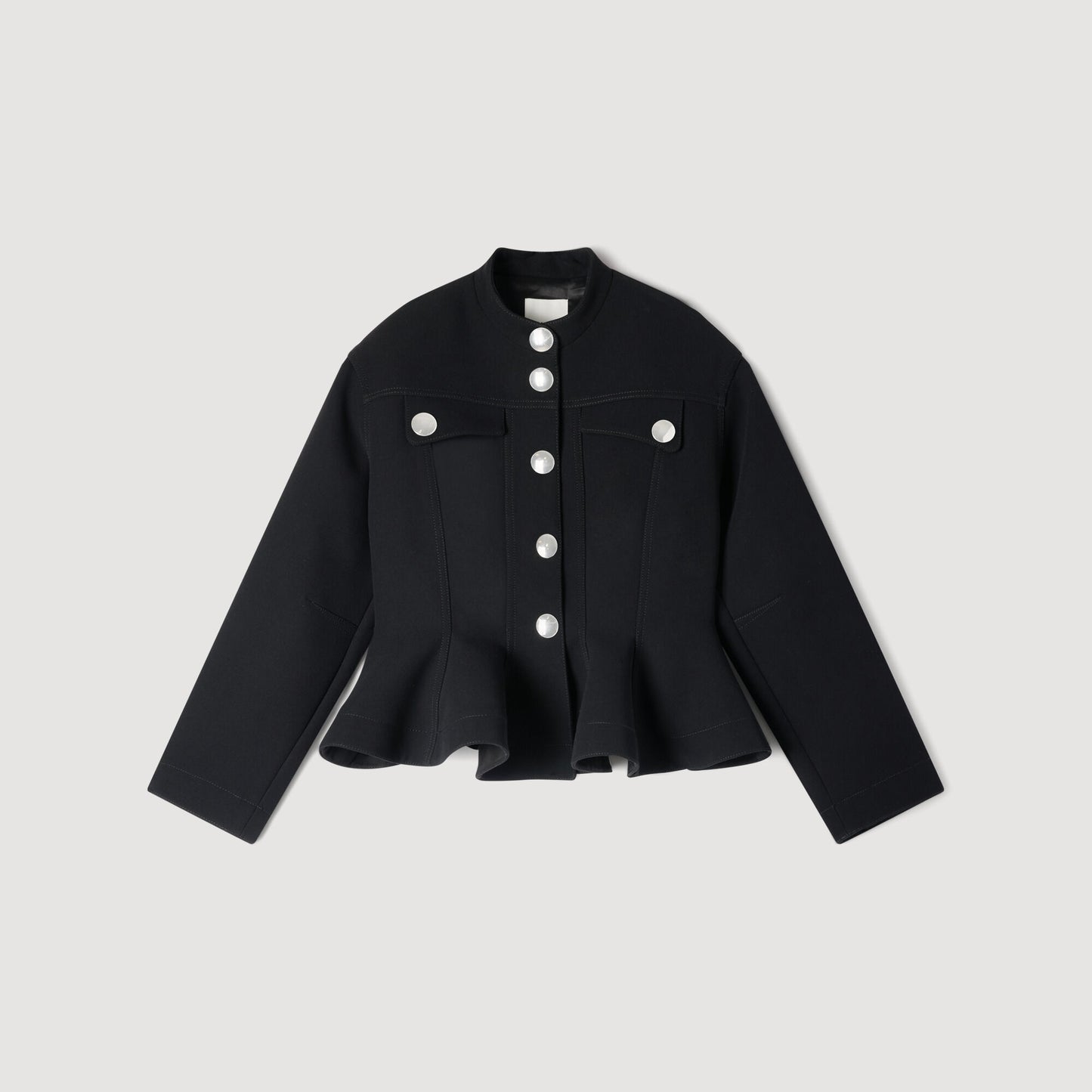 Cropped ruffled peplum jacket
