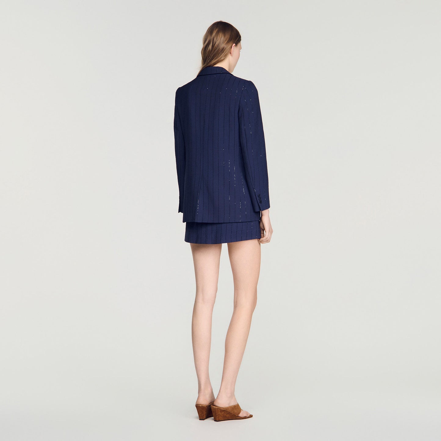 Striped sequinned suit jacket
