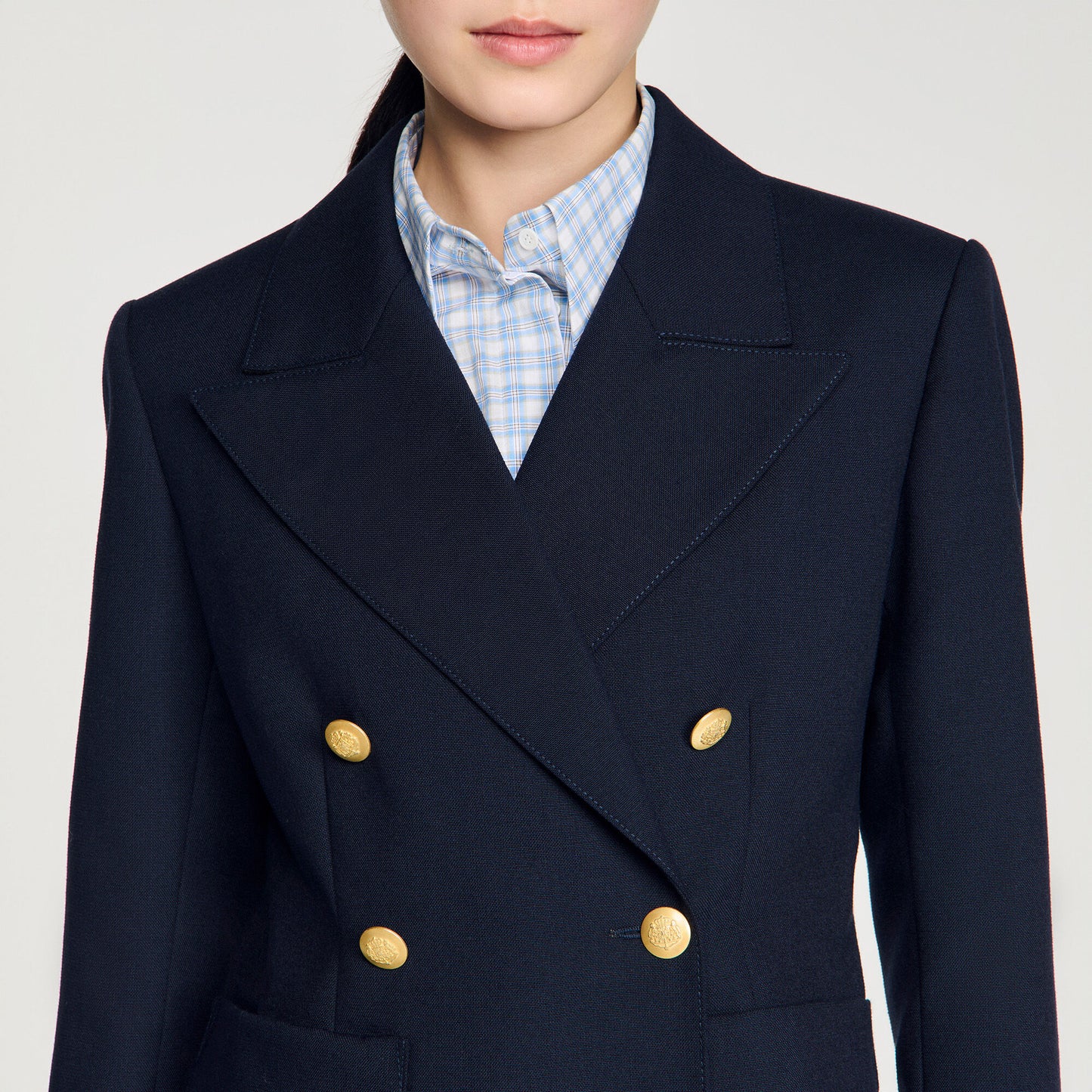 Slim-fit wool suit jacket