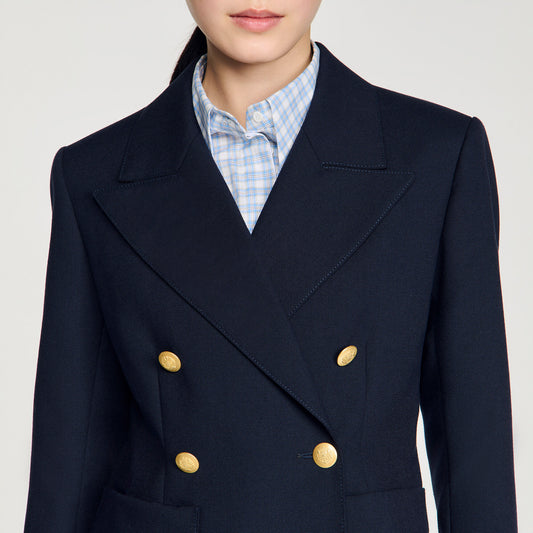 Slim-fit wool suit jacket
