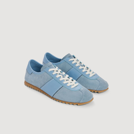 Low-top leather and suede trainers
