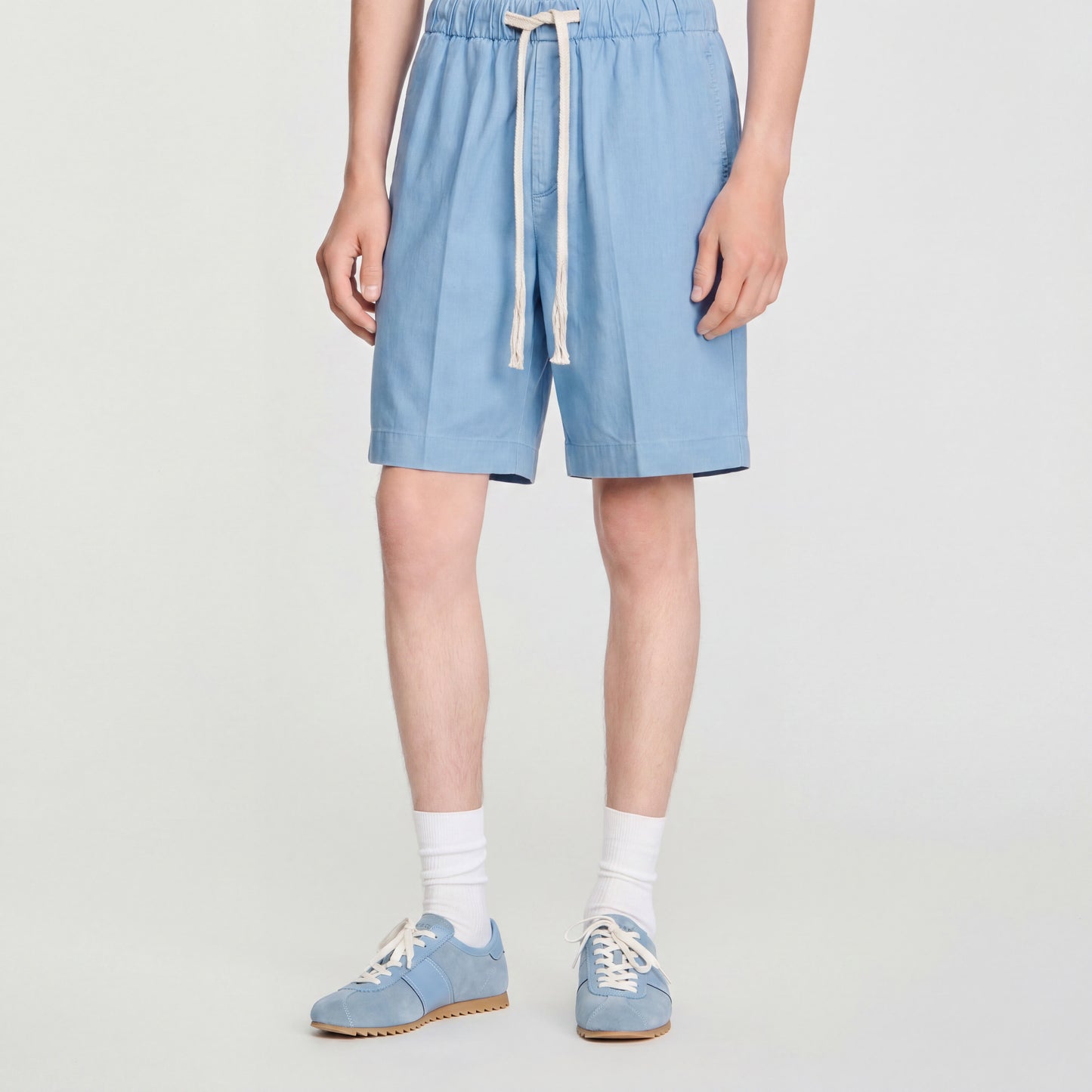 Low-top leather and suede trainers