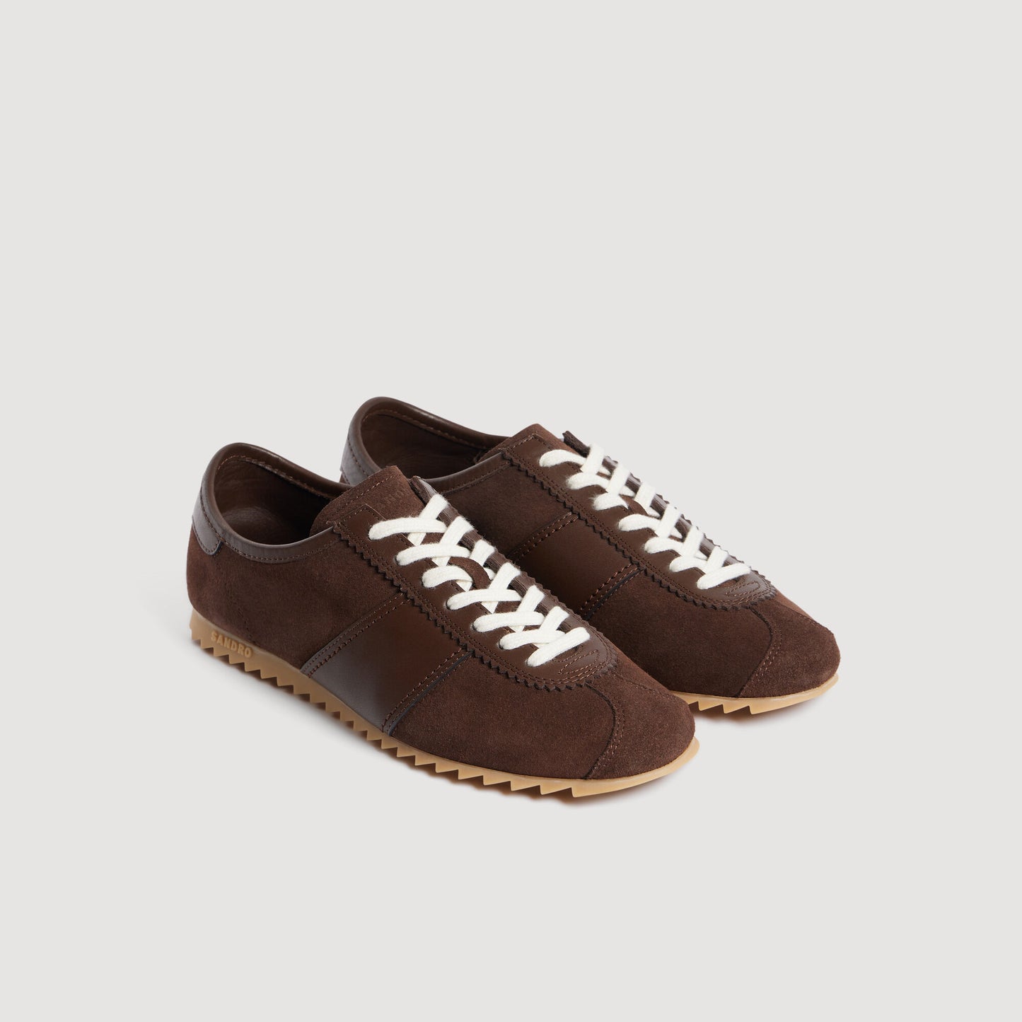 Low-top leather and suede trainers