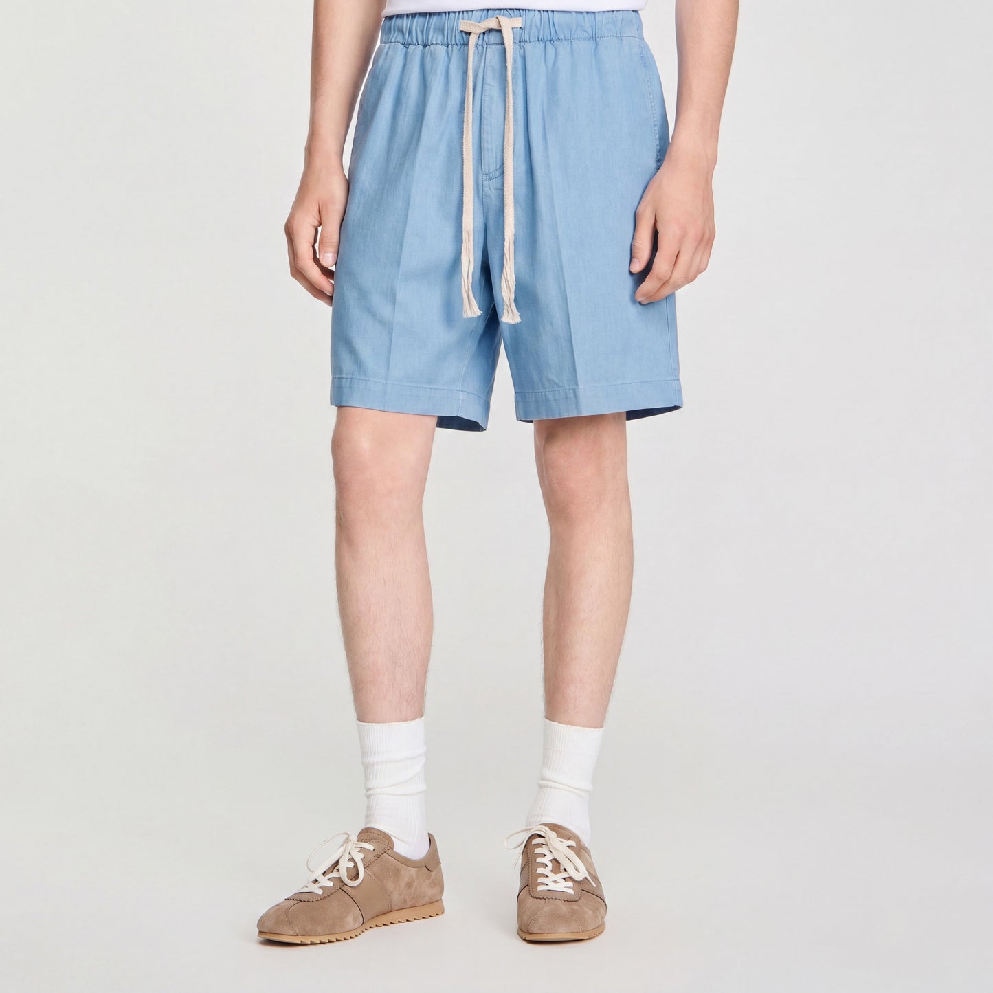 Low-top leather and suede trainers