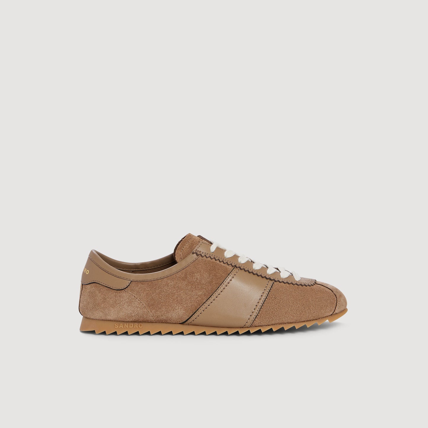 Low-top leather and suede trainers
