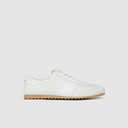 Leather and suede low-top trainers